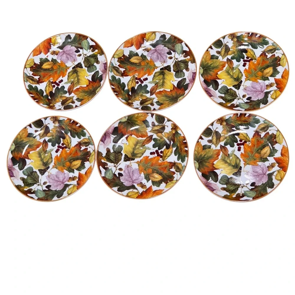 Autumn Leaf Plates Pamela Gladding Canape Plates‎ Santa Barbara Design Set of 6